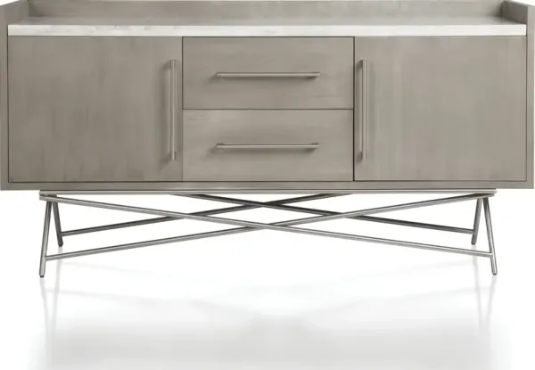 Coral Marble Top Rectangular Sideboard in Antique Grey