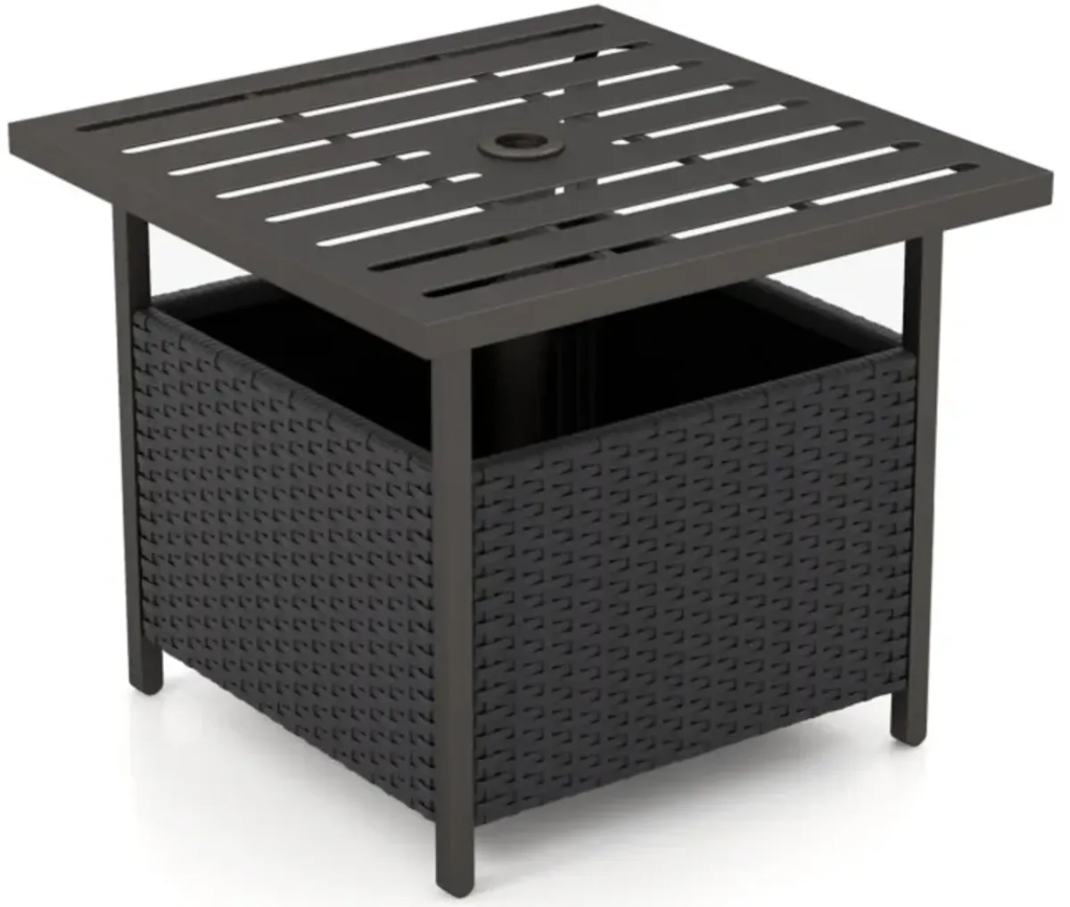 Hivvago Outdoor Patio Rattan Wicker Steel Side Deck Table