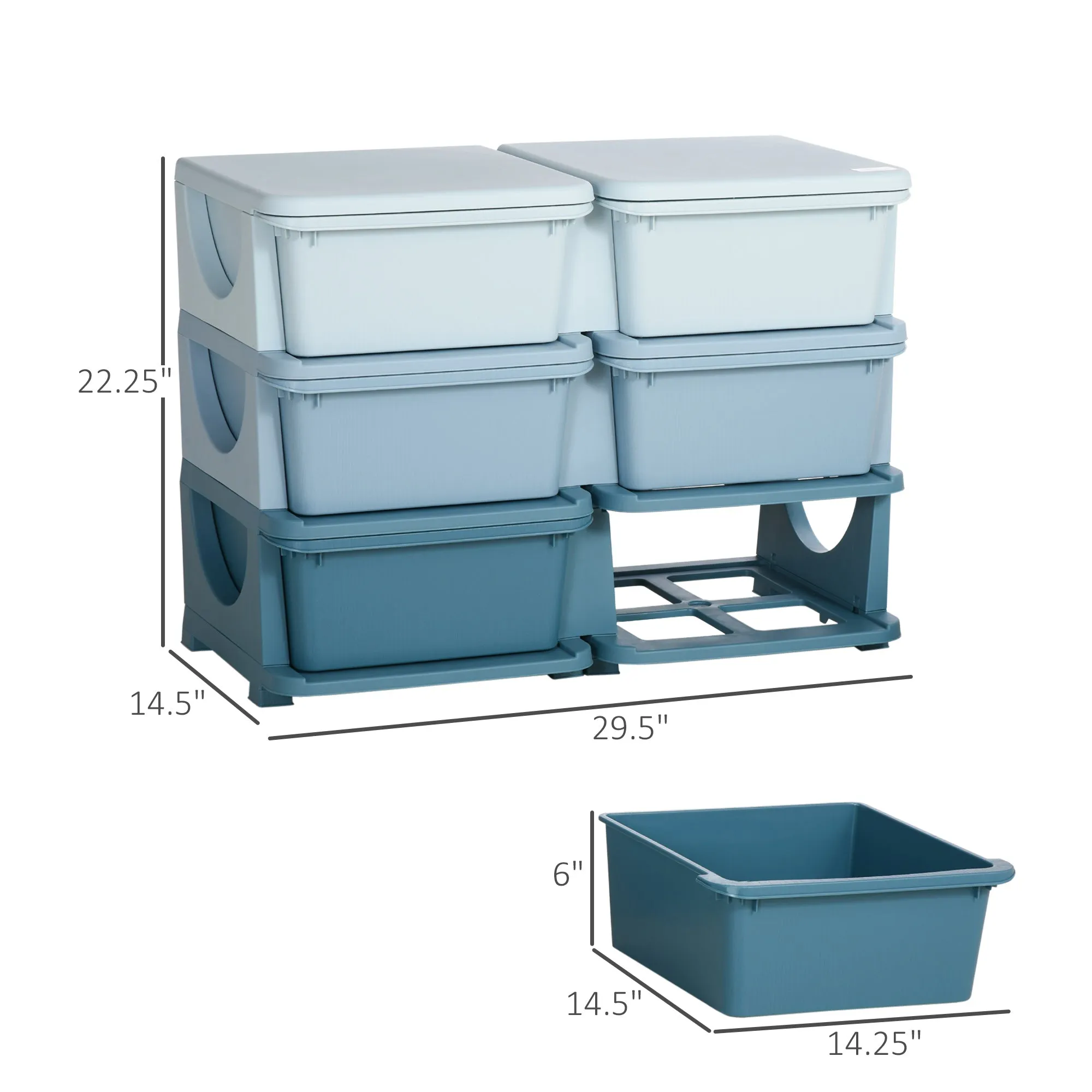 Blue Kids' Organizer: 3-Tier Storage Unit with 6 Drawers for Nursery