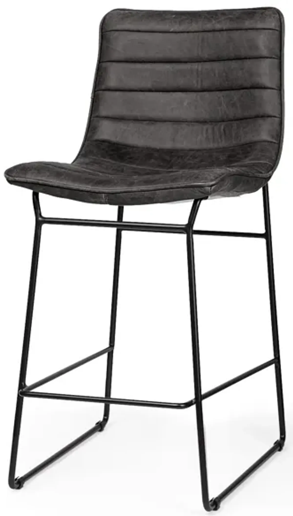 Black Leather Metal Frame Counter Stool