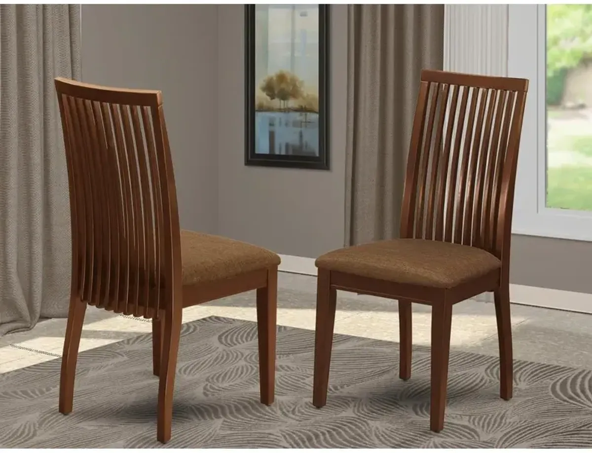 East West Furniture Ipswich Dining Room Chairs - Linen Fabric Upholstered Solid Wood Chairs, Set of 2, Mahogany