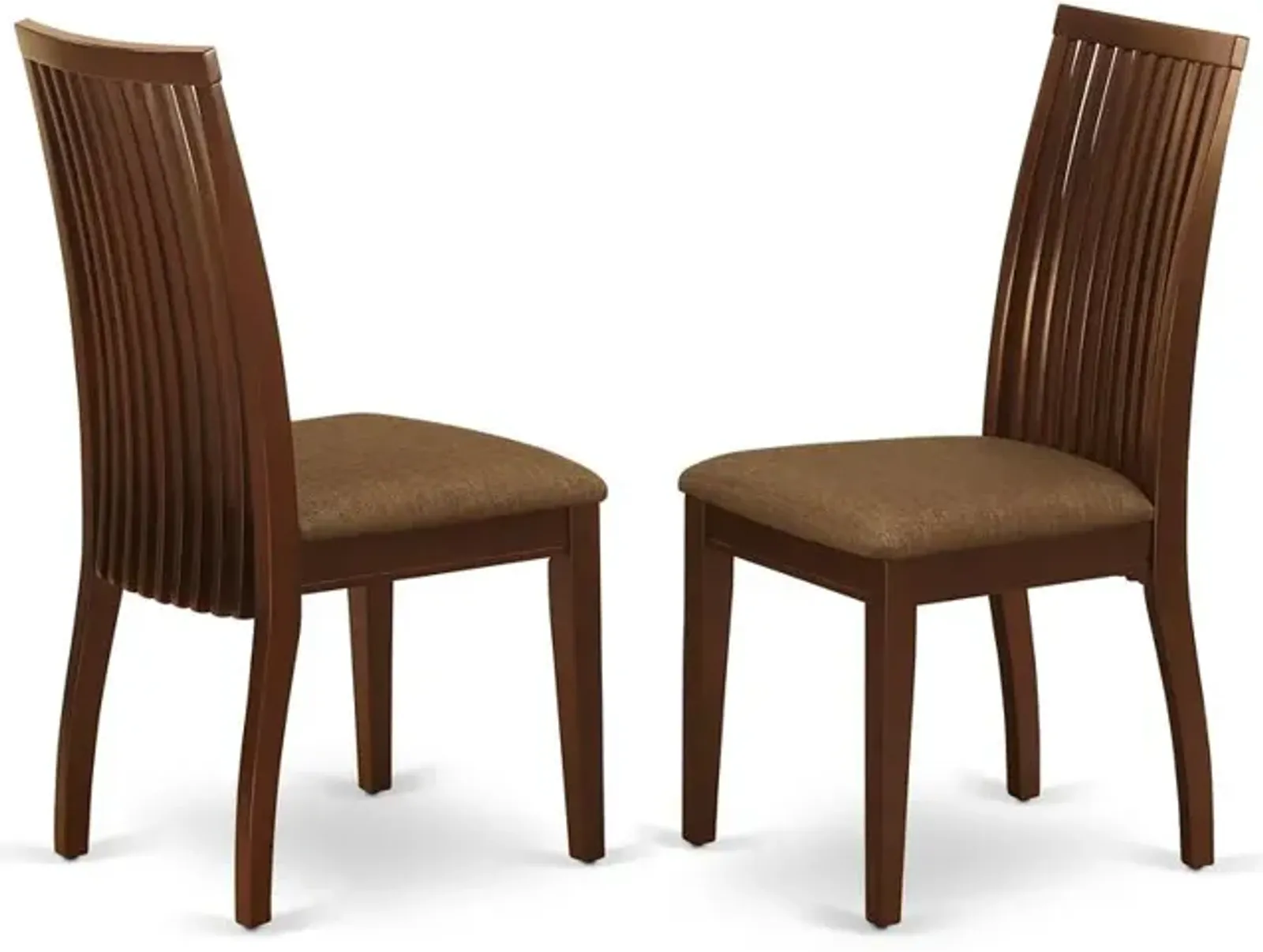 East West Furniture Ipswich Dining Room Chairs - Linen Fabric Upholstered Solid Wood Chairs, Set of 2, Mahogany