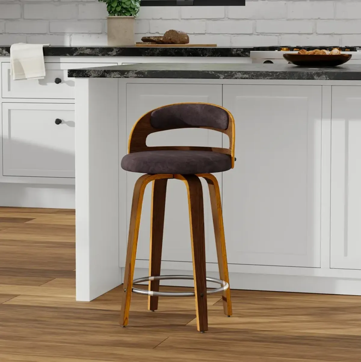 Modern Upholstered Swivel Counter Height Stool