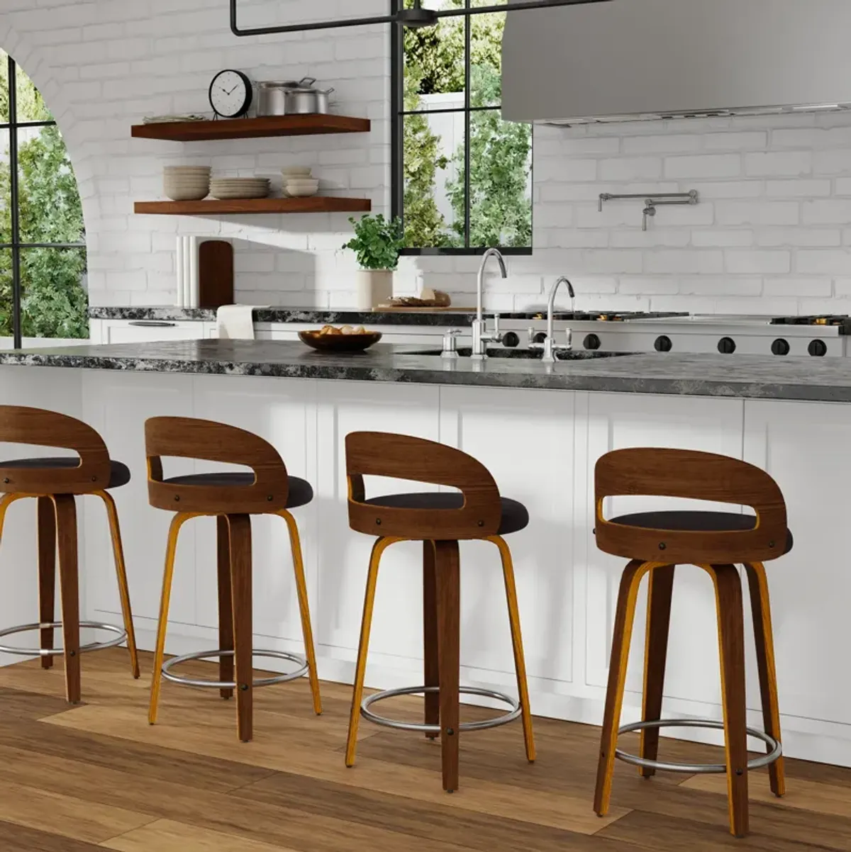 Modern Upholstered Swivel Counter Height Stool