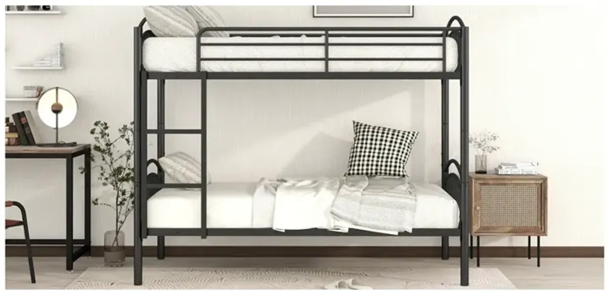 Twin Over Twin Metal Bunk Bed, Divided Into Two Beds