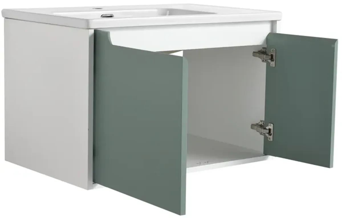 Gewnee  36 ''  Wall-Mounted Bathroom Vanity with Ceramic Sink