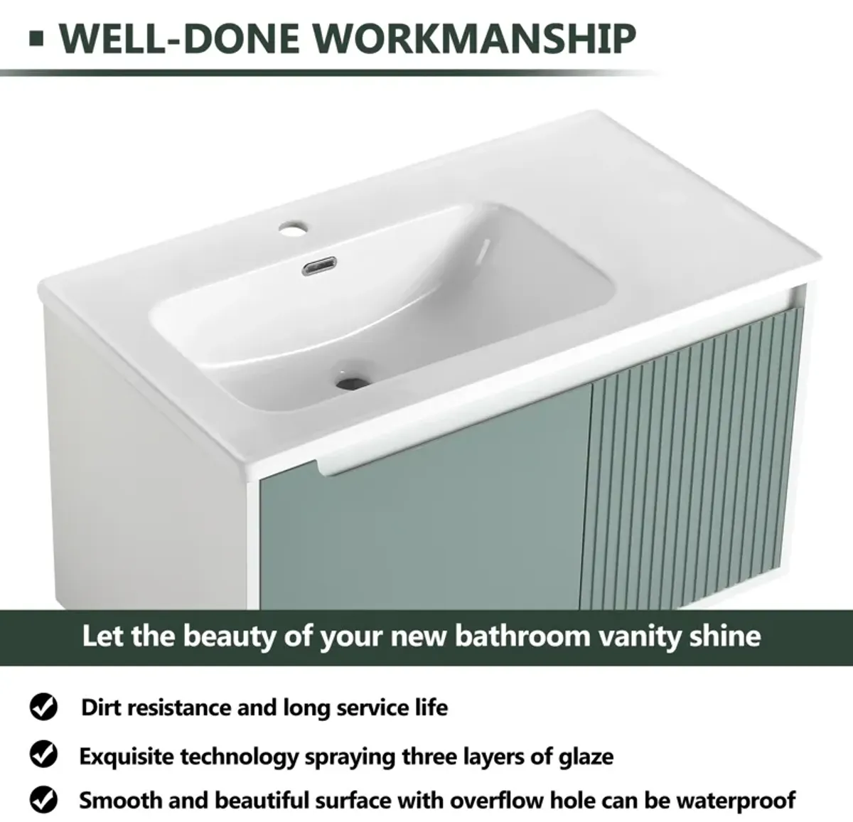 Gewnee  36 ''  Wall-Mounted Bathroom Vanity with Ceramic Sink