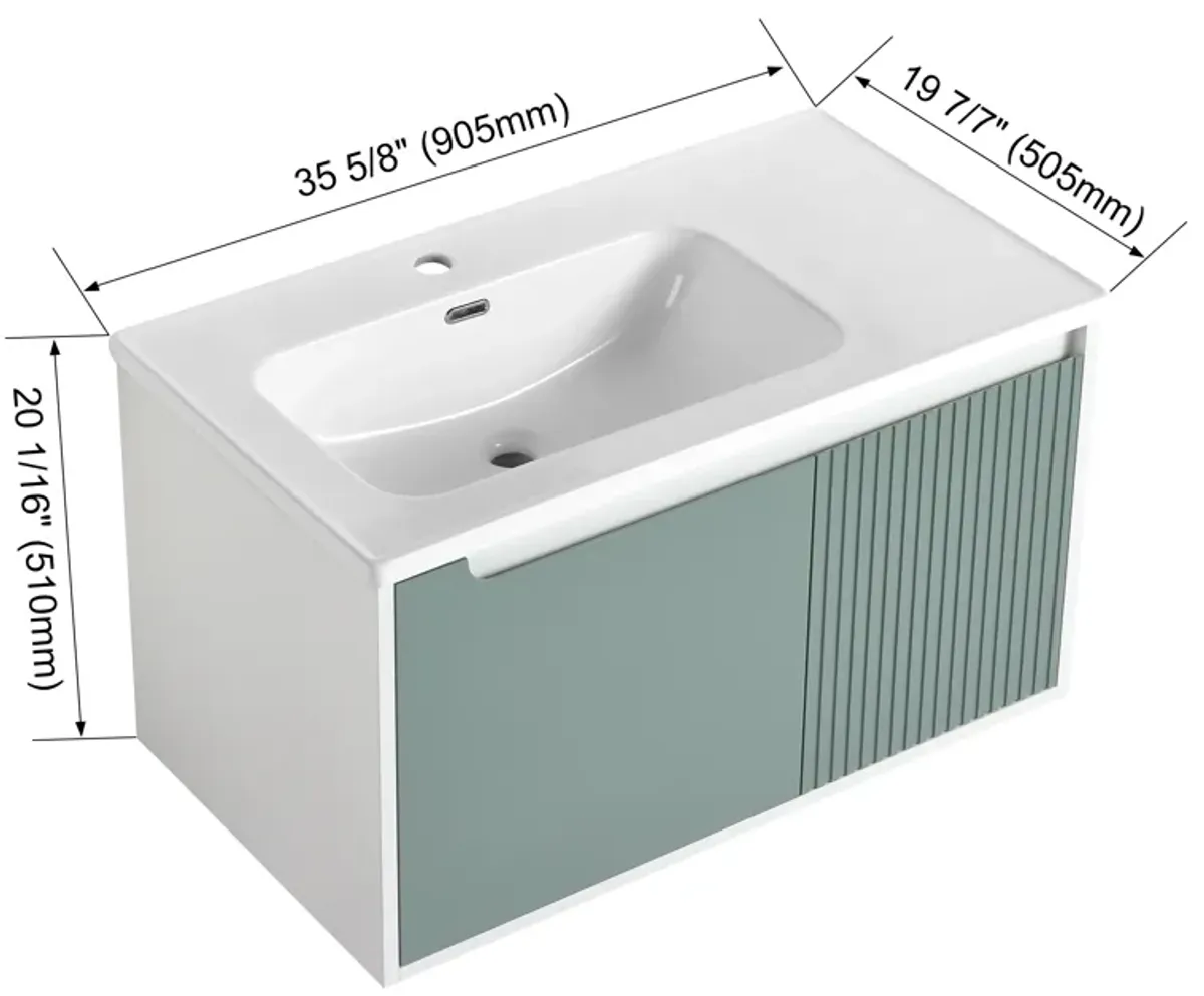 Gewnee  36 ''  Wall-Mounted Bathroom Vanity with Ceramic Sink