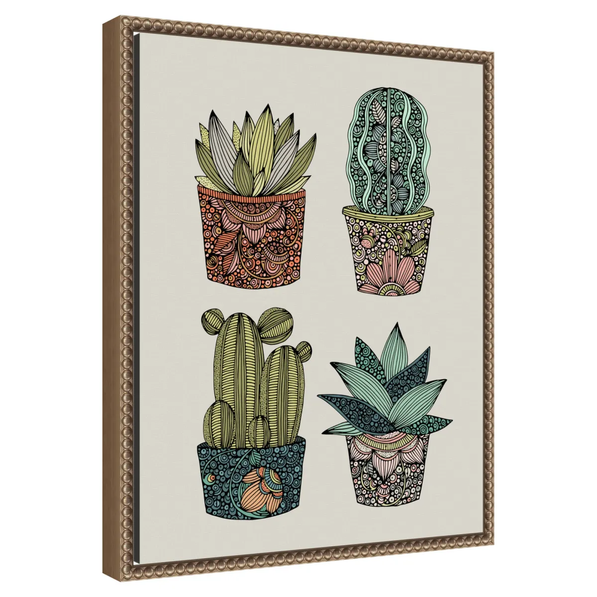 Little Succulents by Valentina Harper Framed Canvas Wall Art