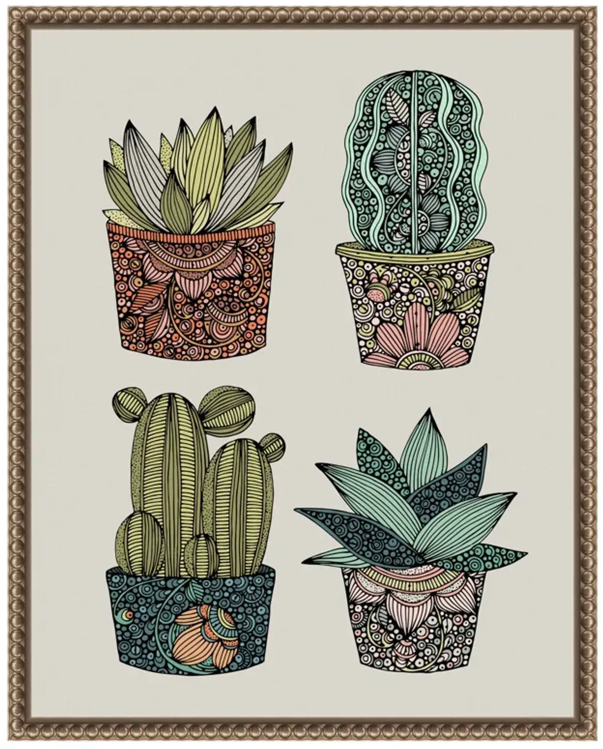 Little Succulents by Valentina Harper Framed Canvas Wall Art