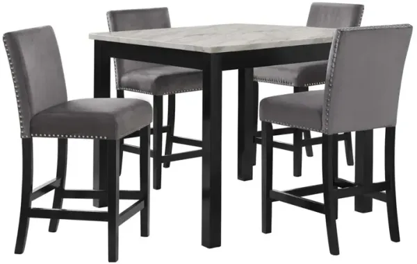 New Classic Furniture Furniture Celeste 5-Piece Faux Marble & Wood Counter Set in Gray