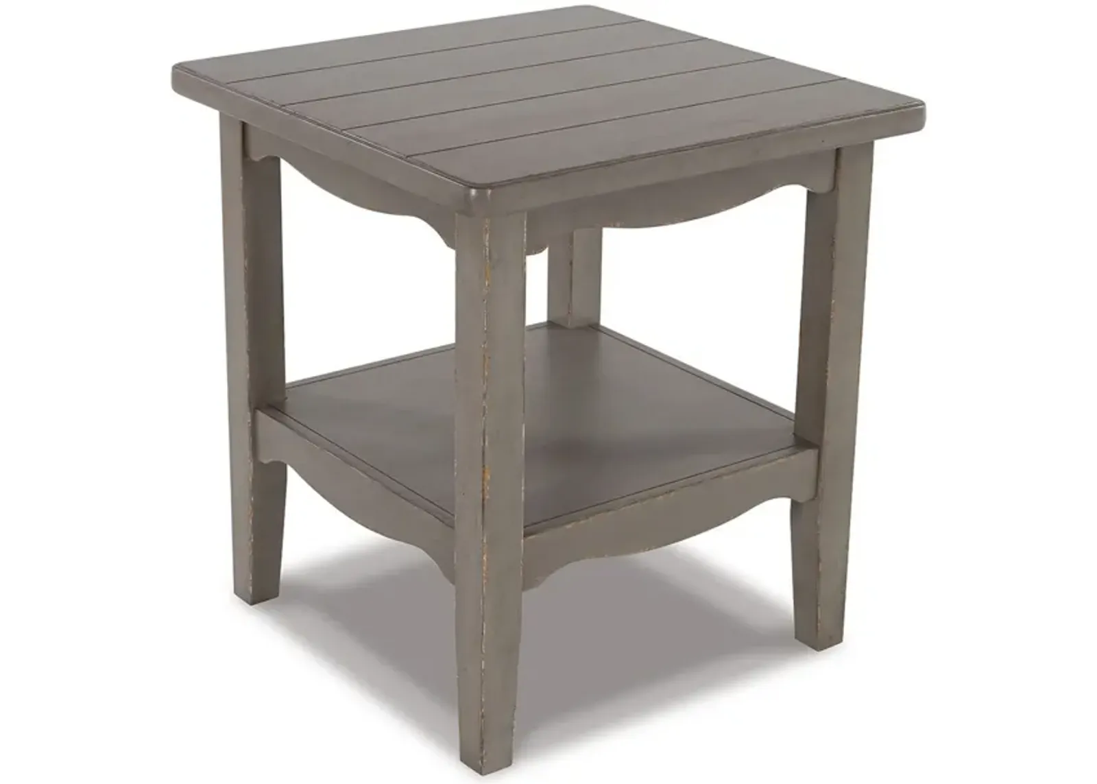 Arin 26 Inch Side End Table, Open Shelf, Vintage Style Gray Hardwood - Benzara