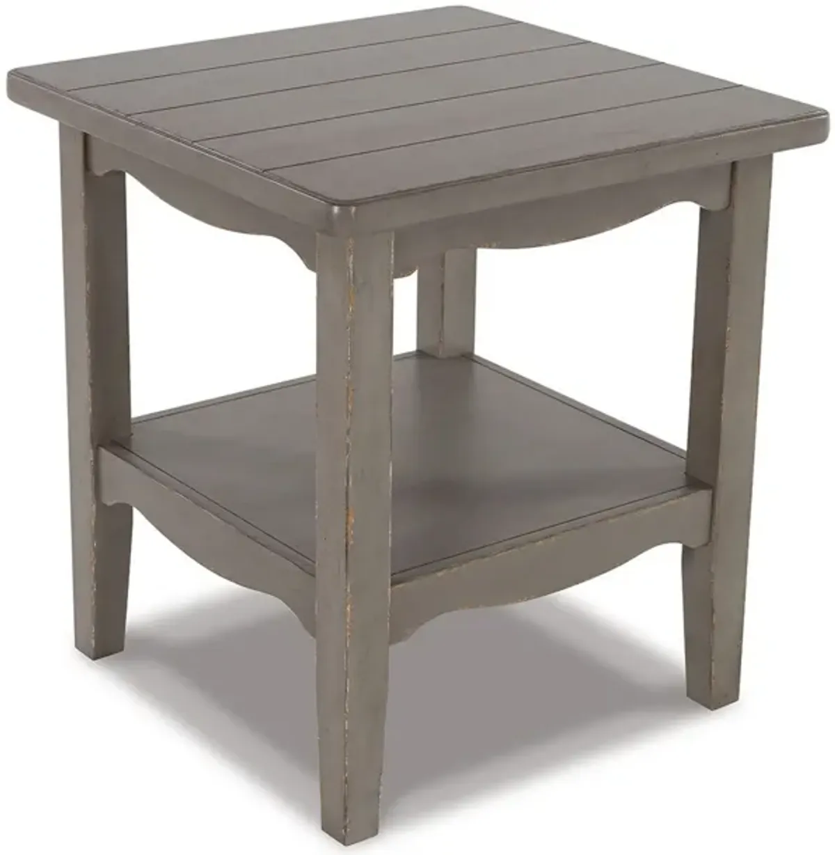 Arin 26 Inch Side End Table, Open Shelf, Vintage Style Gray Hardwood - Benzara