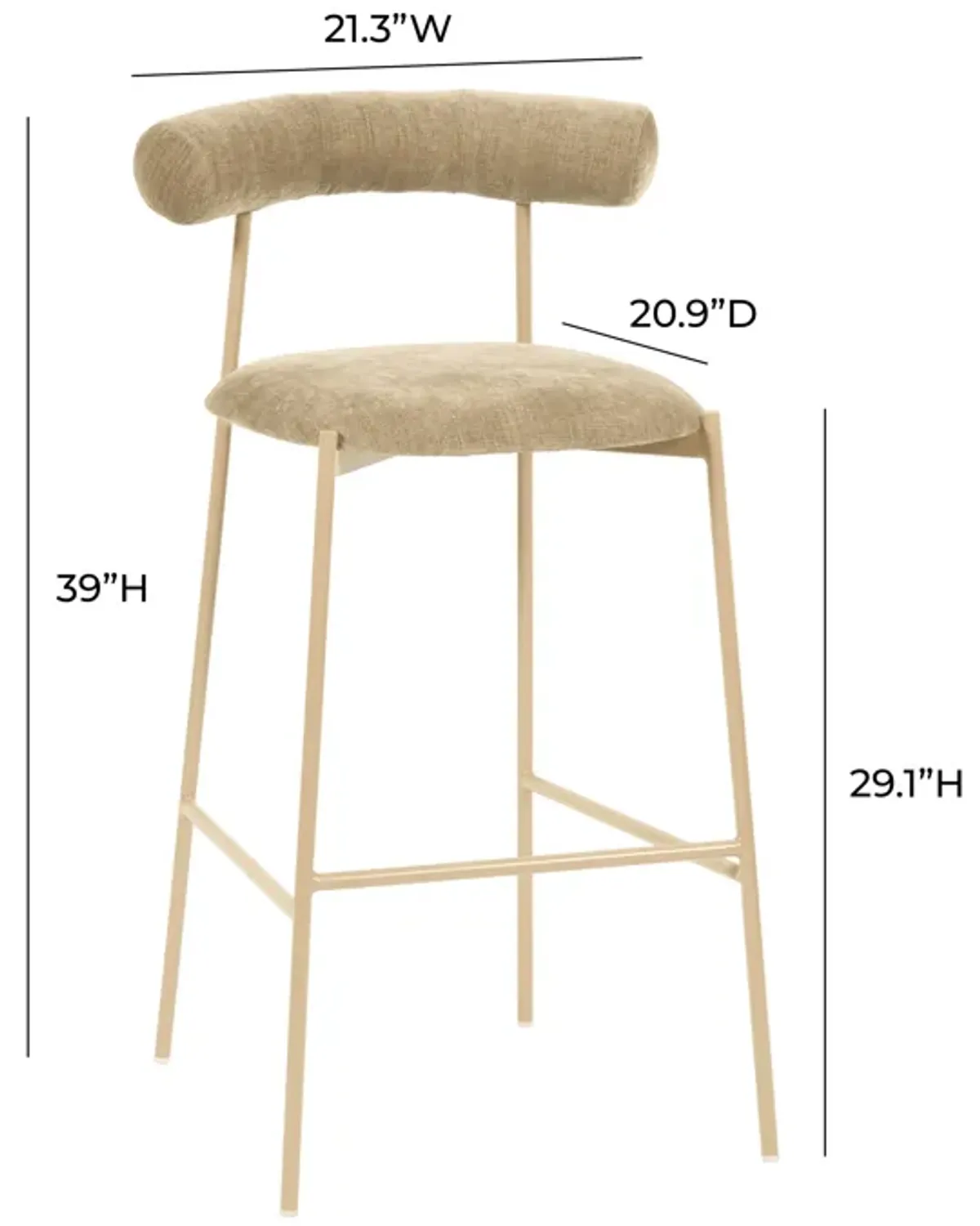 Liliana Mauve Velvet Bar Stool