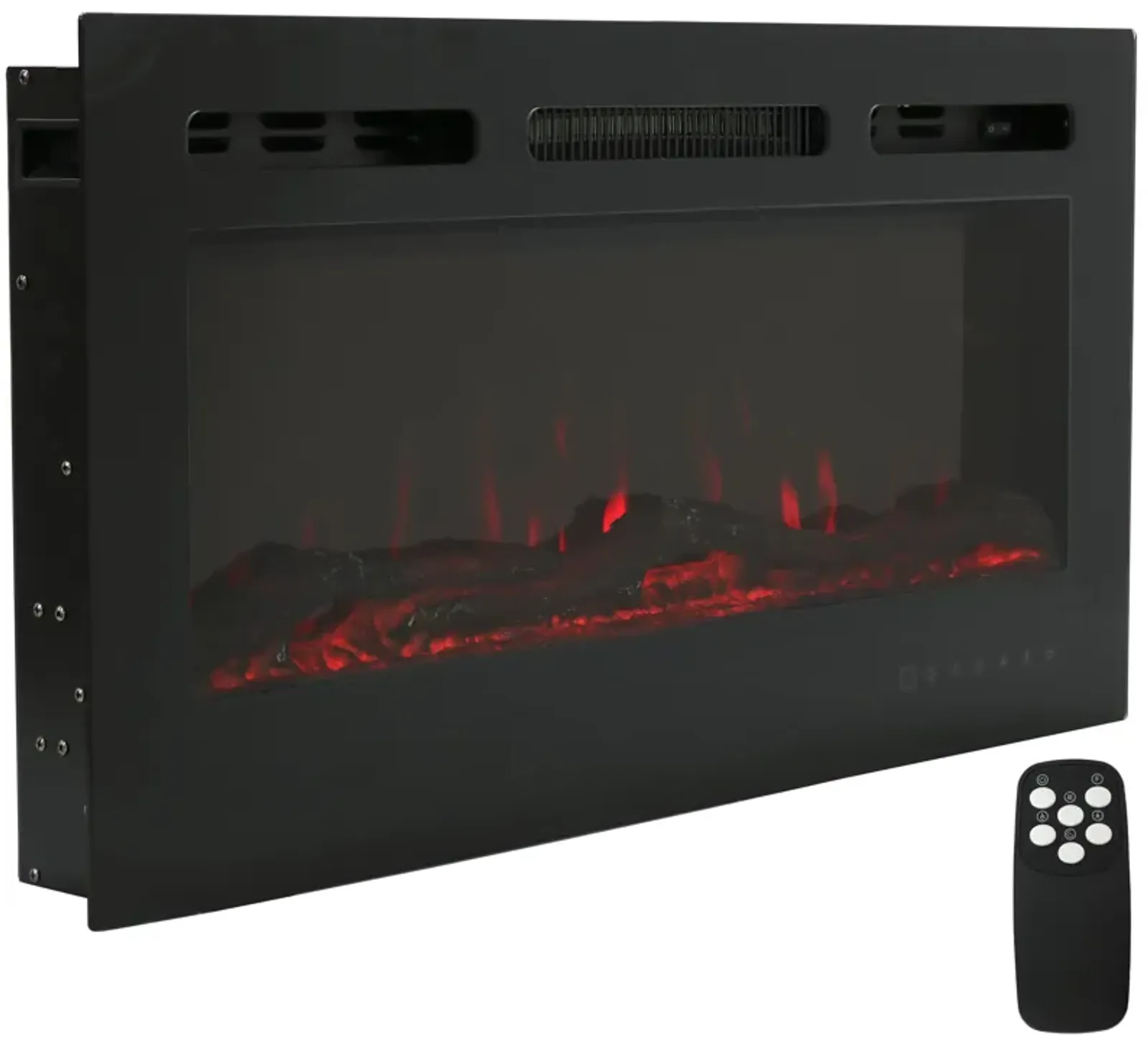 Sunnydaze 36 in Modern Flame Mounted Indoor Electric Fireplace - Black