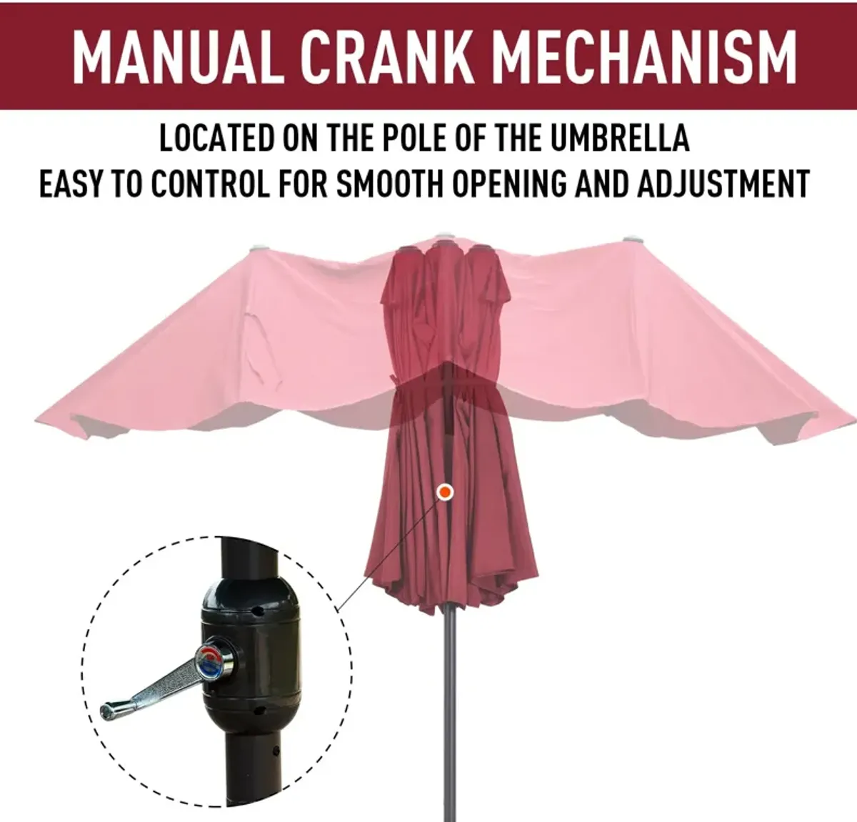 Wine Red Sun Shield: 15ft Double-Sided Patio Umbrella for Backyard