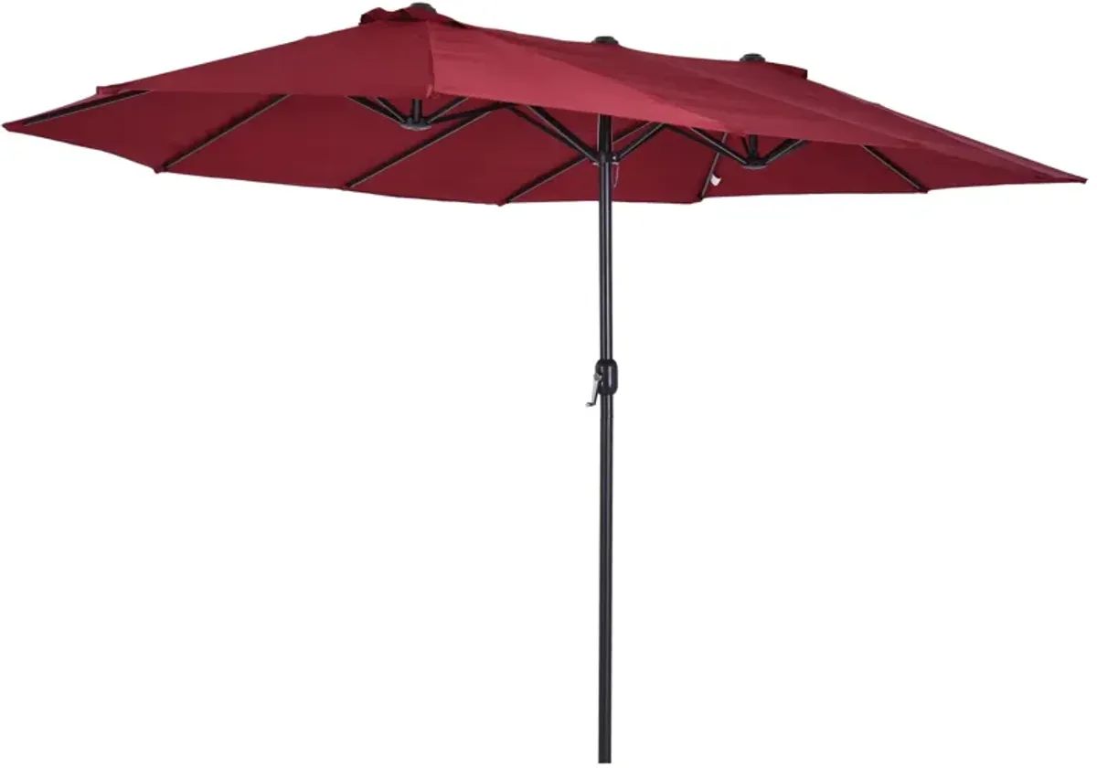 Wine Red Sun Shield: 15ft Double-Sided Patio Umbrella for Backyard