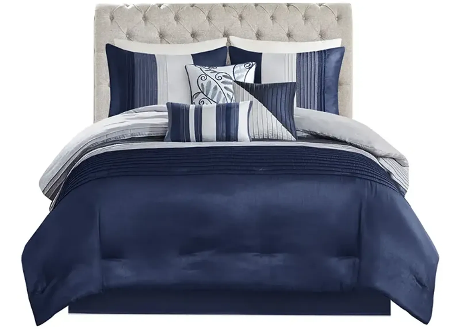 Gracie Mills Nixon 7-Piece Contemporary Striped Comforter Set