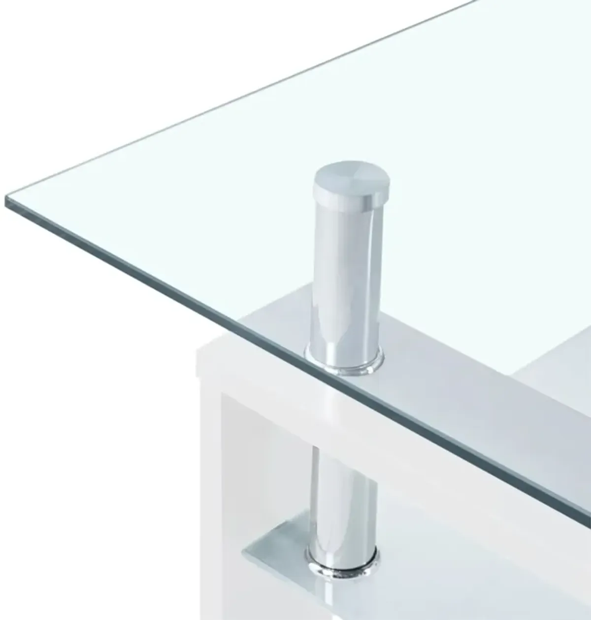 vidaXL White and Transparent Tempered Glass Coffee Table with Extra Storage, Modern Design, Safety Standard Compliance, Easy Cleaning