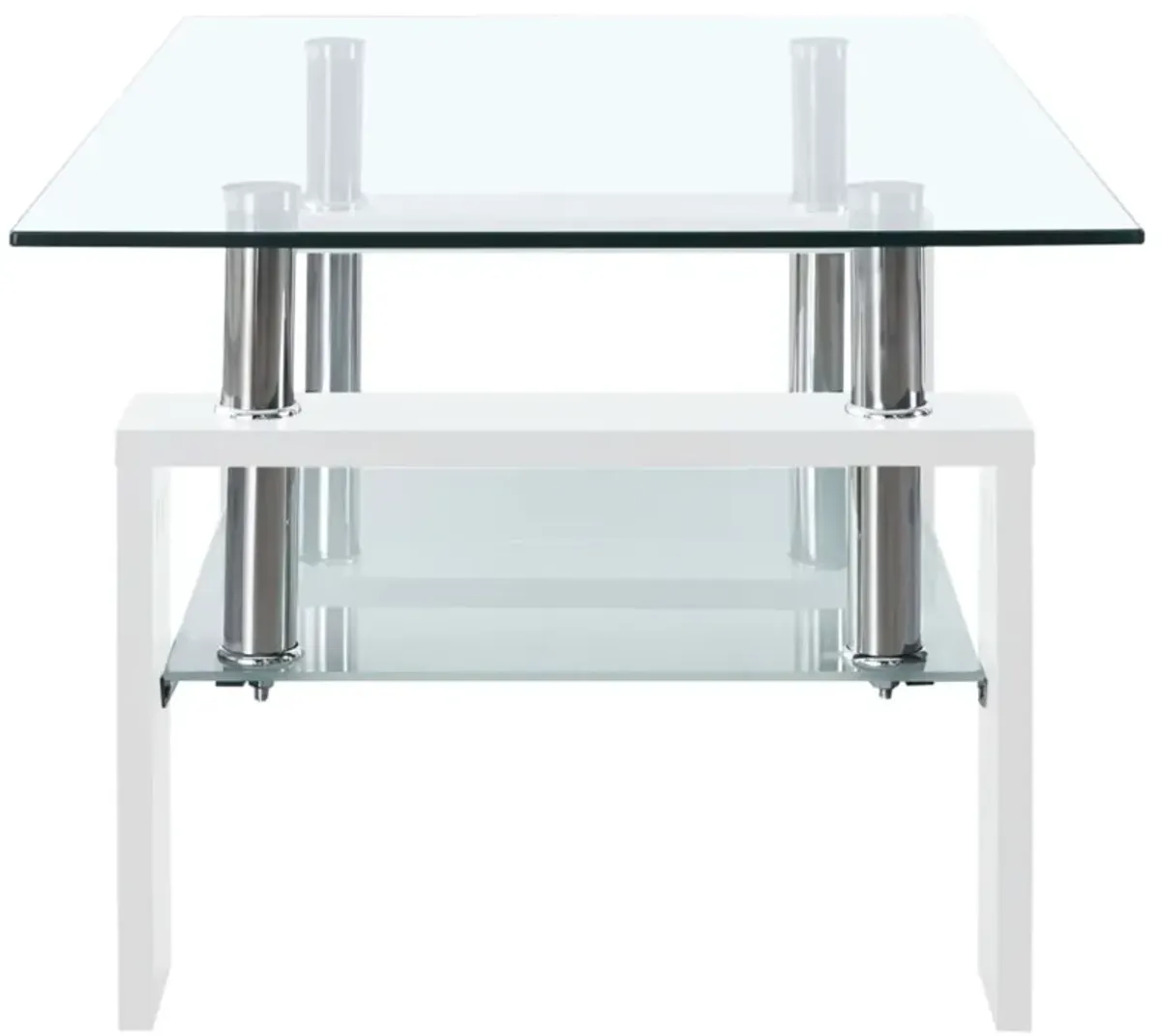 vidaXL White and Transparent Tempered Glass Coffee Table with Extra Storage, Modern Design, Safety Standard Compliance, Easy Cleaning