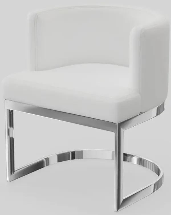 Wingback Dining chair in fabric seat and stainless steel base