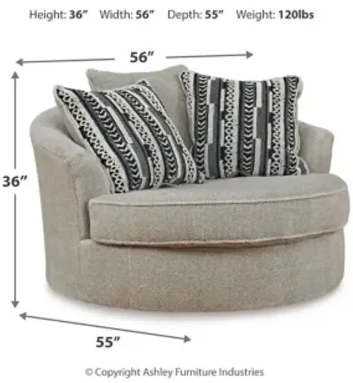 Calnita Oversized Swivel Accent Chair