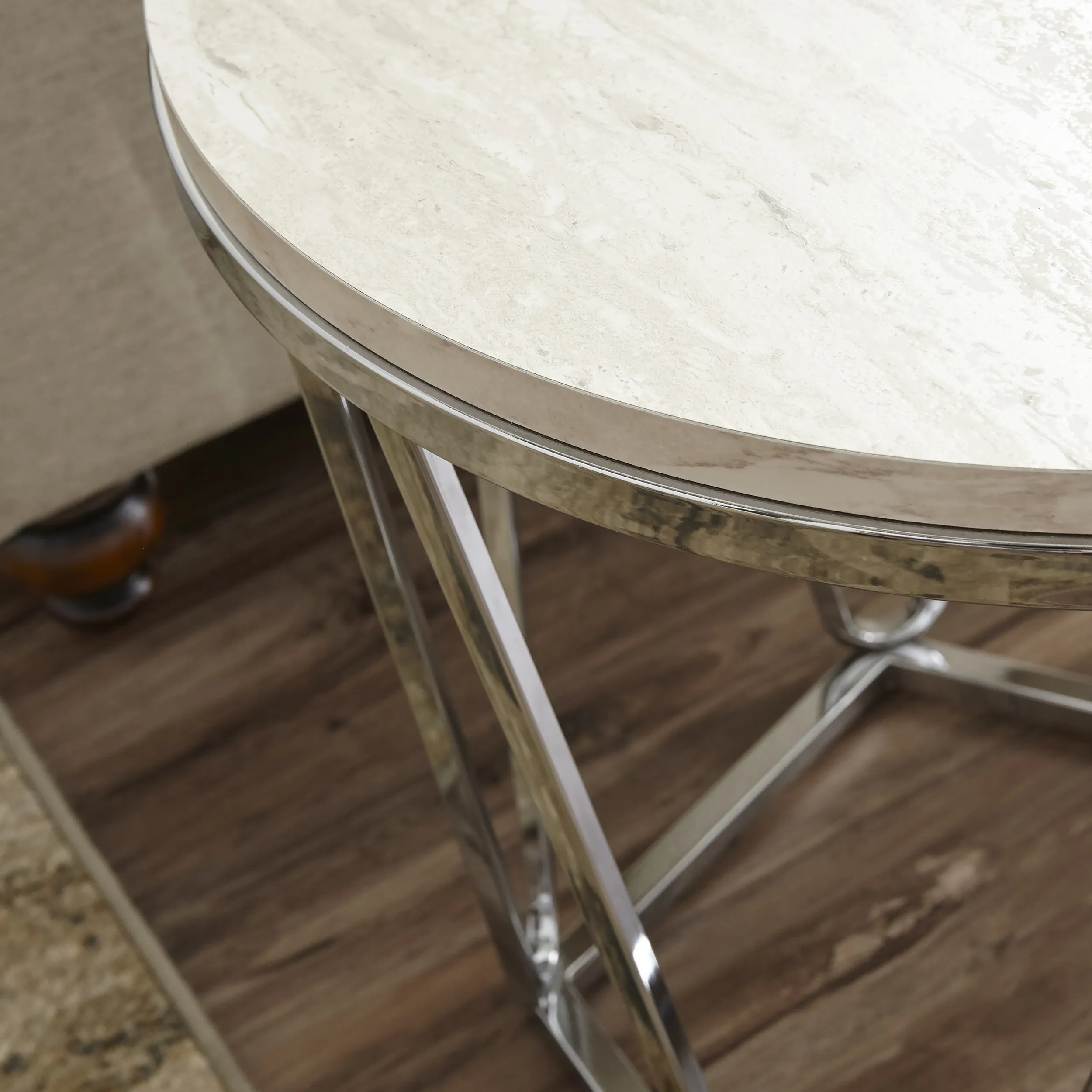 Luna Faux Stone Round Side Table