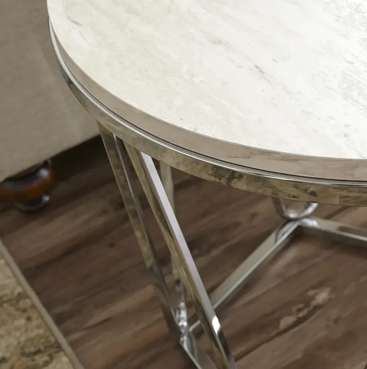 Luna Faux Stone Round Side Table