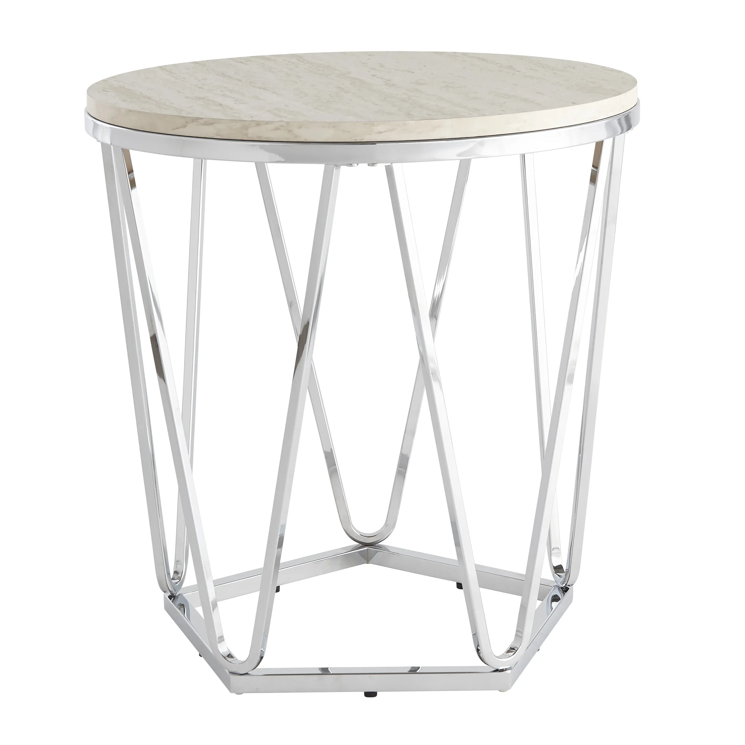 Luna Faux Stone Round Side Table