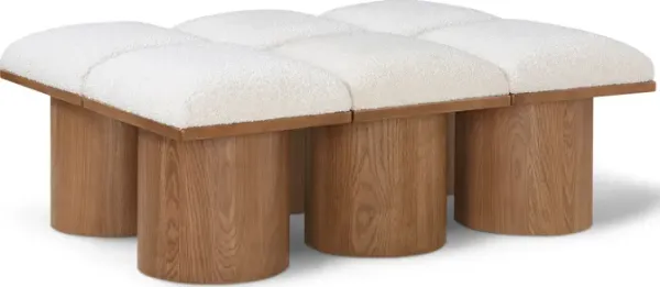 Meridian Furniture Pavilion Cream Boucle Fabric Bench