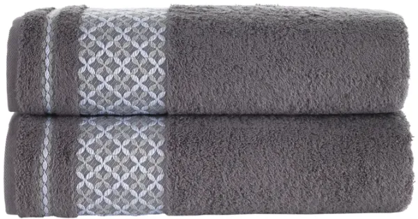 KAFTHAN Textile Plaid Turkish Cotton Bath Towels (Set of 2)