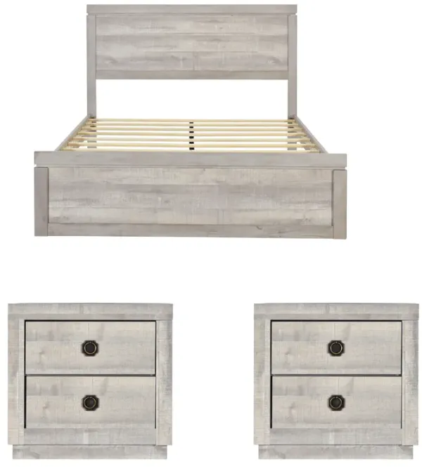 Merax Farmhouse Style  Platform Bed  with  2 Nightstands Set