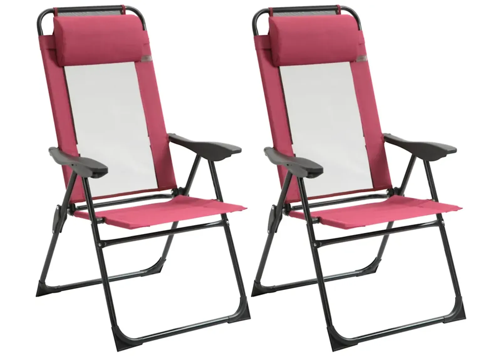 Red Outdoor Recliners: Set of 2 Folding Loungers for Patio