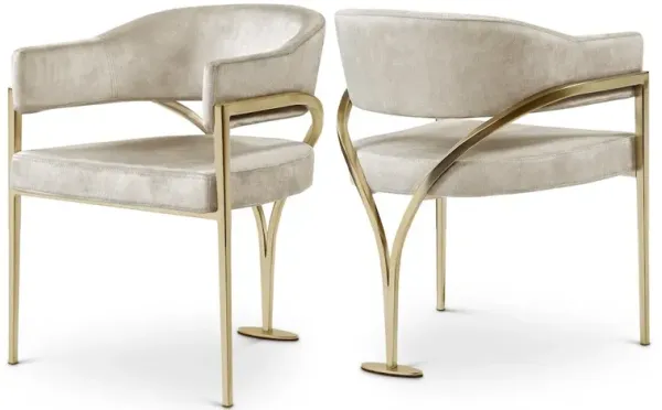 Meridian Furniture Madelyn Stone Velvet Dining Chair, Set of 2