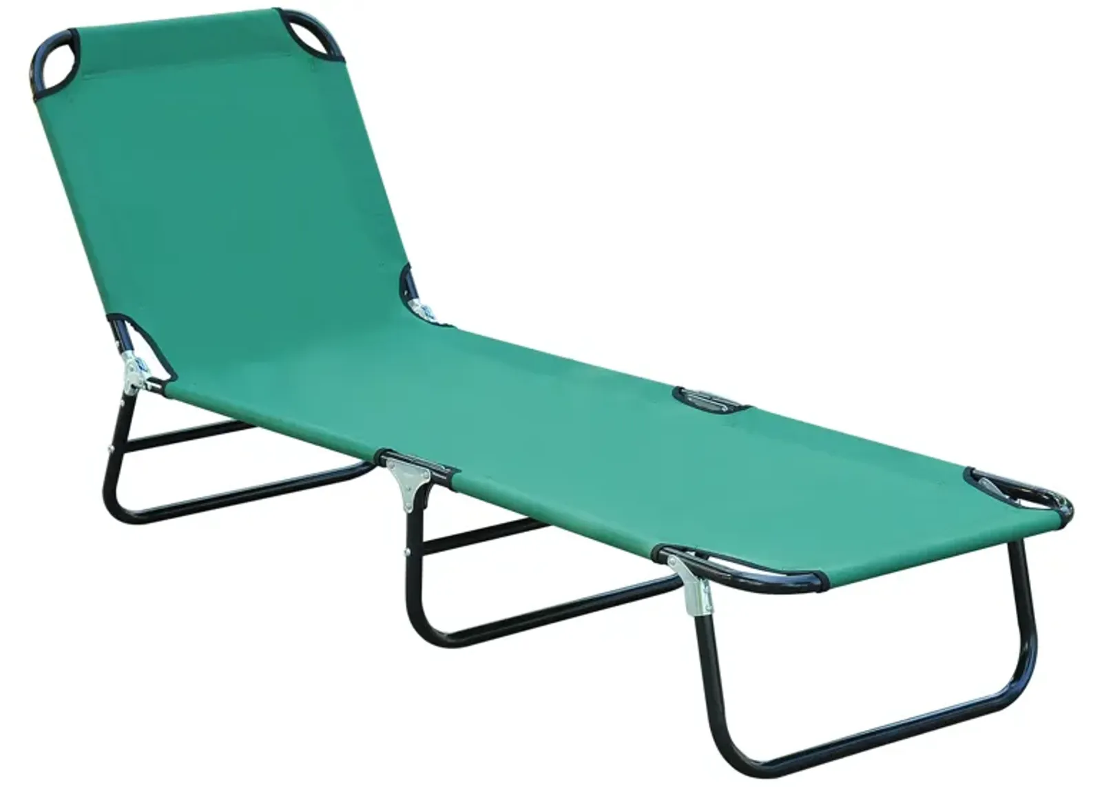 Outsunny Folding Chaise Lounge Pool Chair, Outdoor Sun Tanning Chair with Pillow, 5-Level Reclining Back, Steel Frame & Breathable Mesh for Beach, Yard, Patio, Green