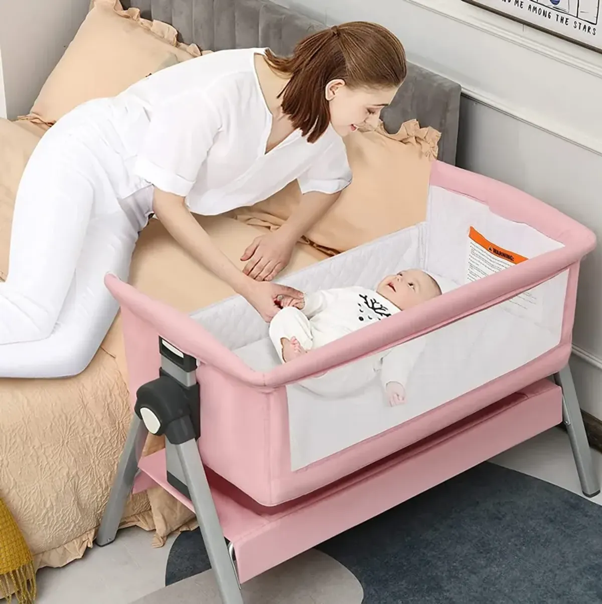 Portable Baby Bedside Sleeper with Adjustable Heights and Angle