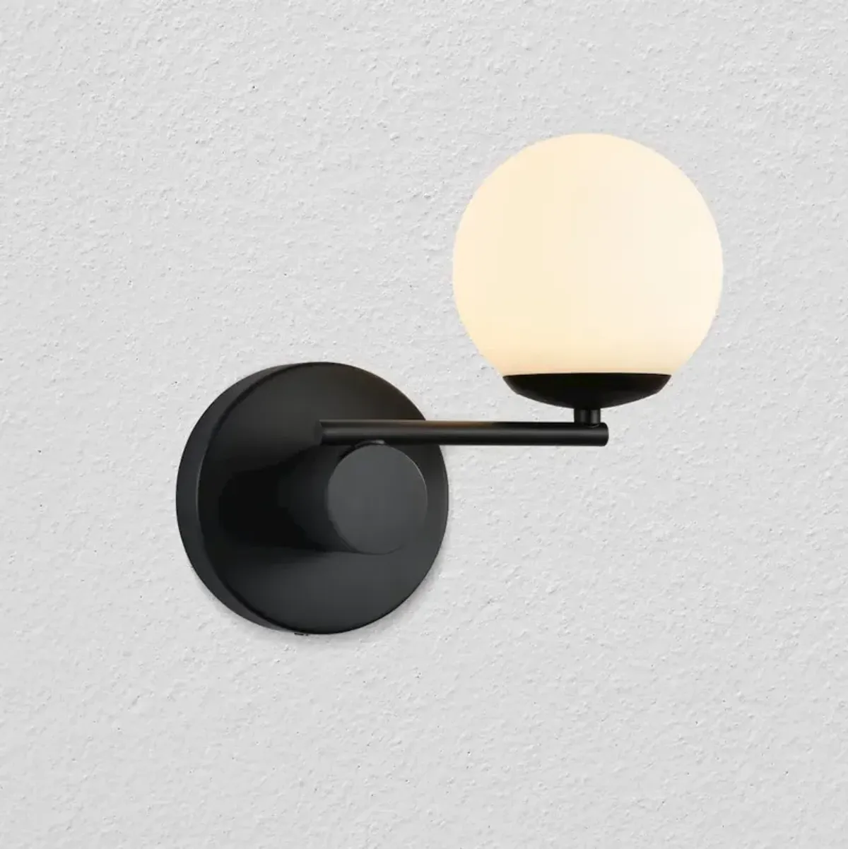 VONN Lighting Integrated LED Wall Sconce Light in Black with 1 Glass Shade