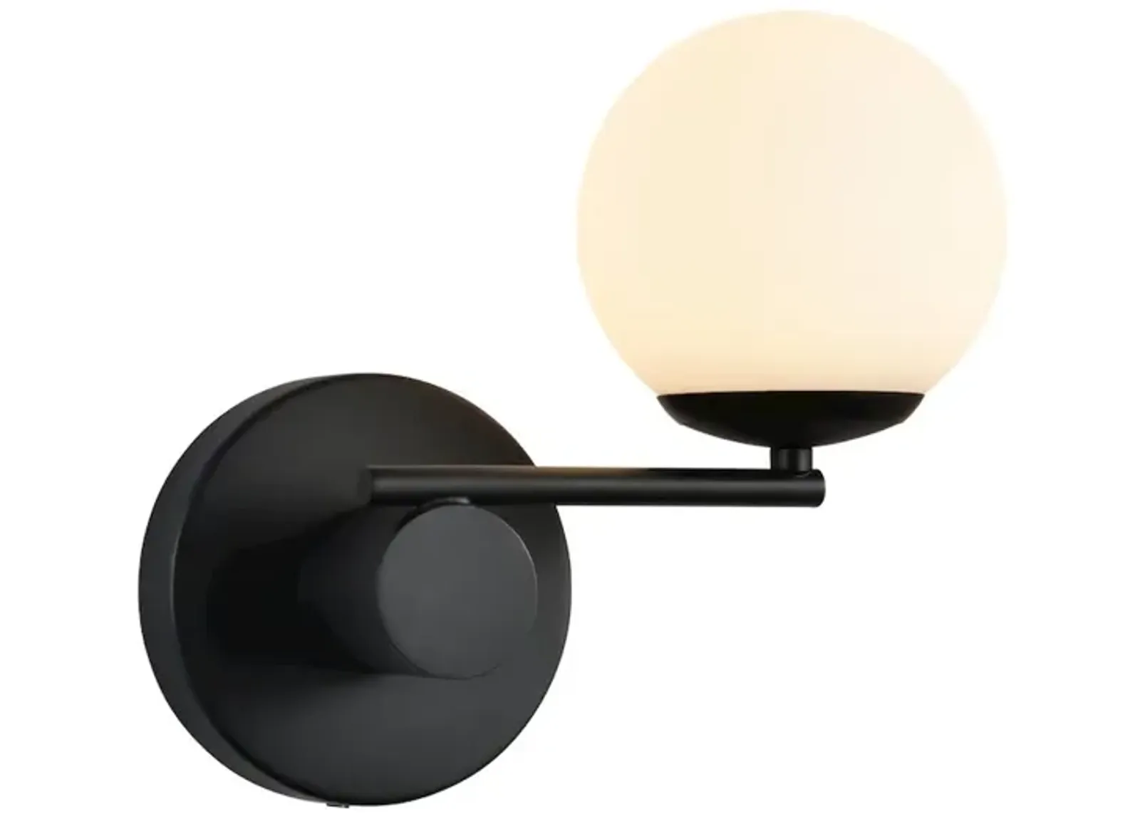 VONN Lighting Integrated LED Wall Sconce Light in Black with 1 Glass Shade