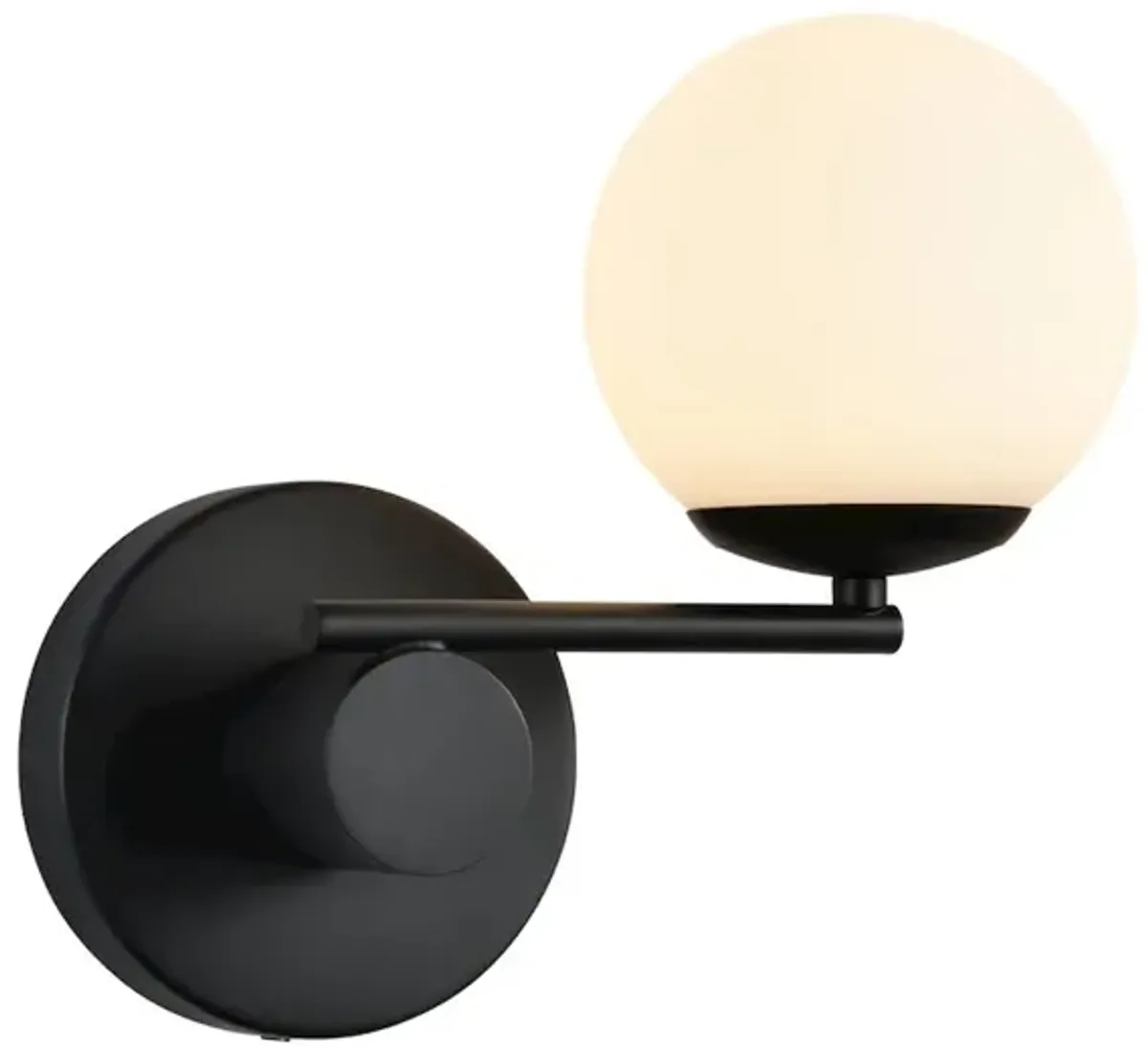 VONN Lighting Integrated LED Wall Sconce Light in Black with 1 Glass Shade