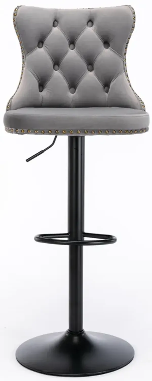 Streamdale Adjustable Swivel Velvet Bar Stools, Set of 2