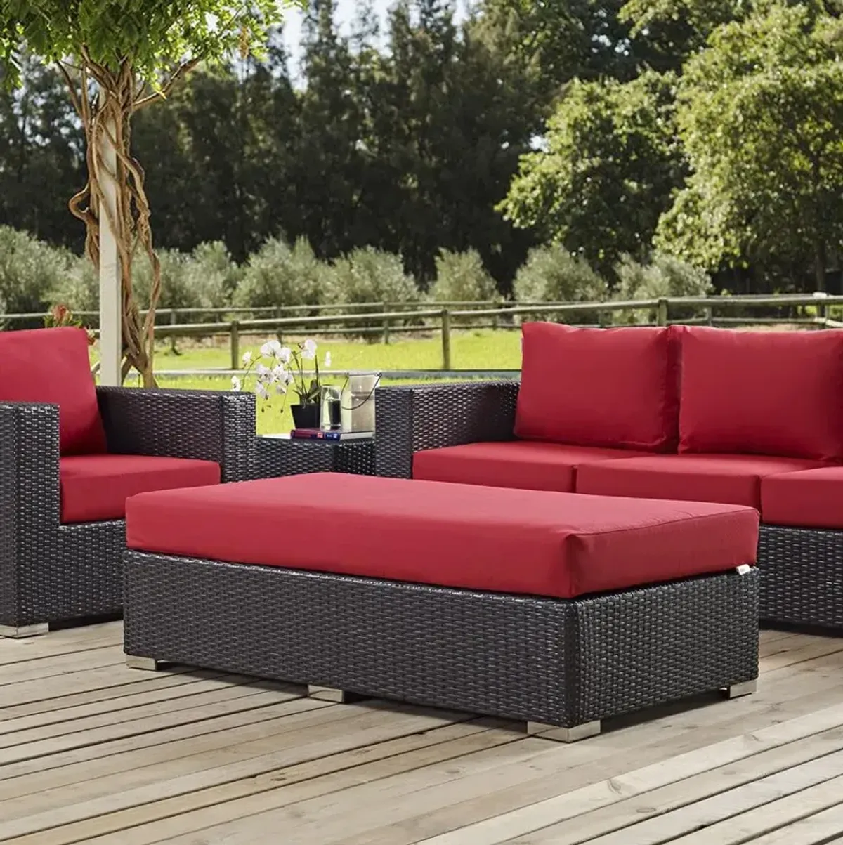 Modway Convene Outdoor Patio Fabric Rectangle Ottoman