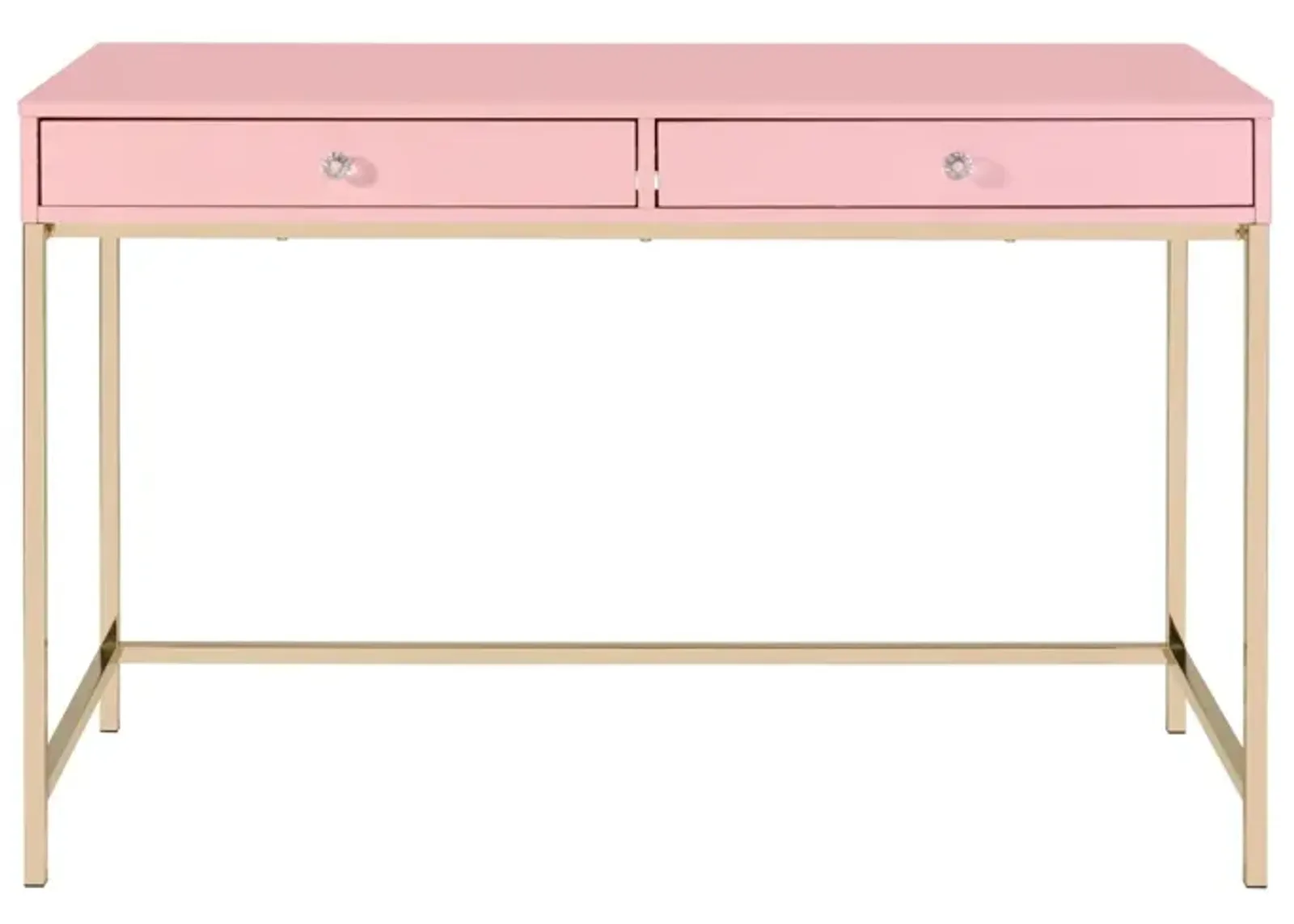 Ottey Writing Desk, Pink High Gloss & Gold Finish 93545