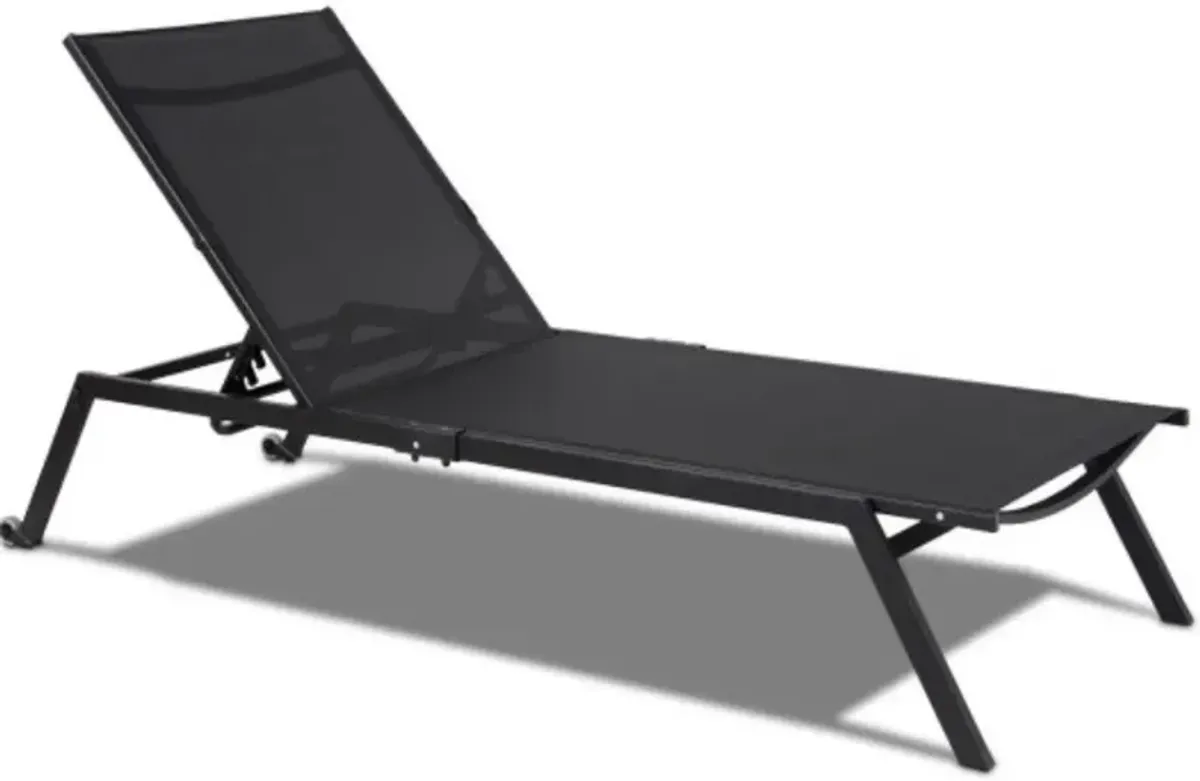 Outdoor Patio Height Adjustable Sling Armless Lounge Chaise