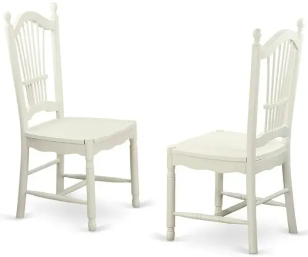 Dover Dining Room Chairs With Wood Seat - Finished in Linen White, Set of 2