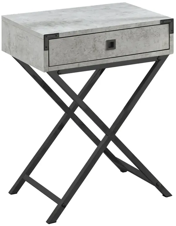 Durable Metal and Wood End Table – Compact Nightstand with Handy Drawer