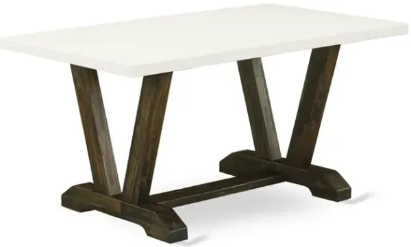 East West Furniture V-Style Dining Rectangle Wooden Table Top with Stylish Legs, 36x60 Inch, VT726