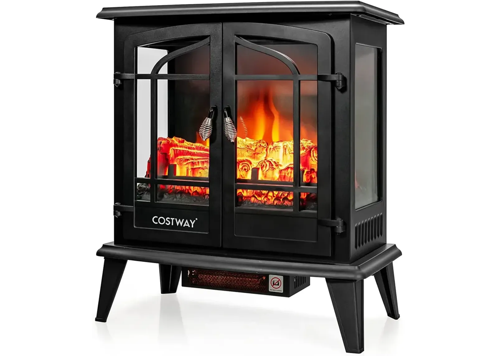 25 Inch Freestanding Electric Fireplace Heater with Realistic Flame effect-Black