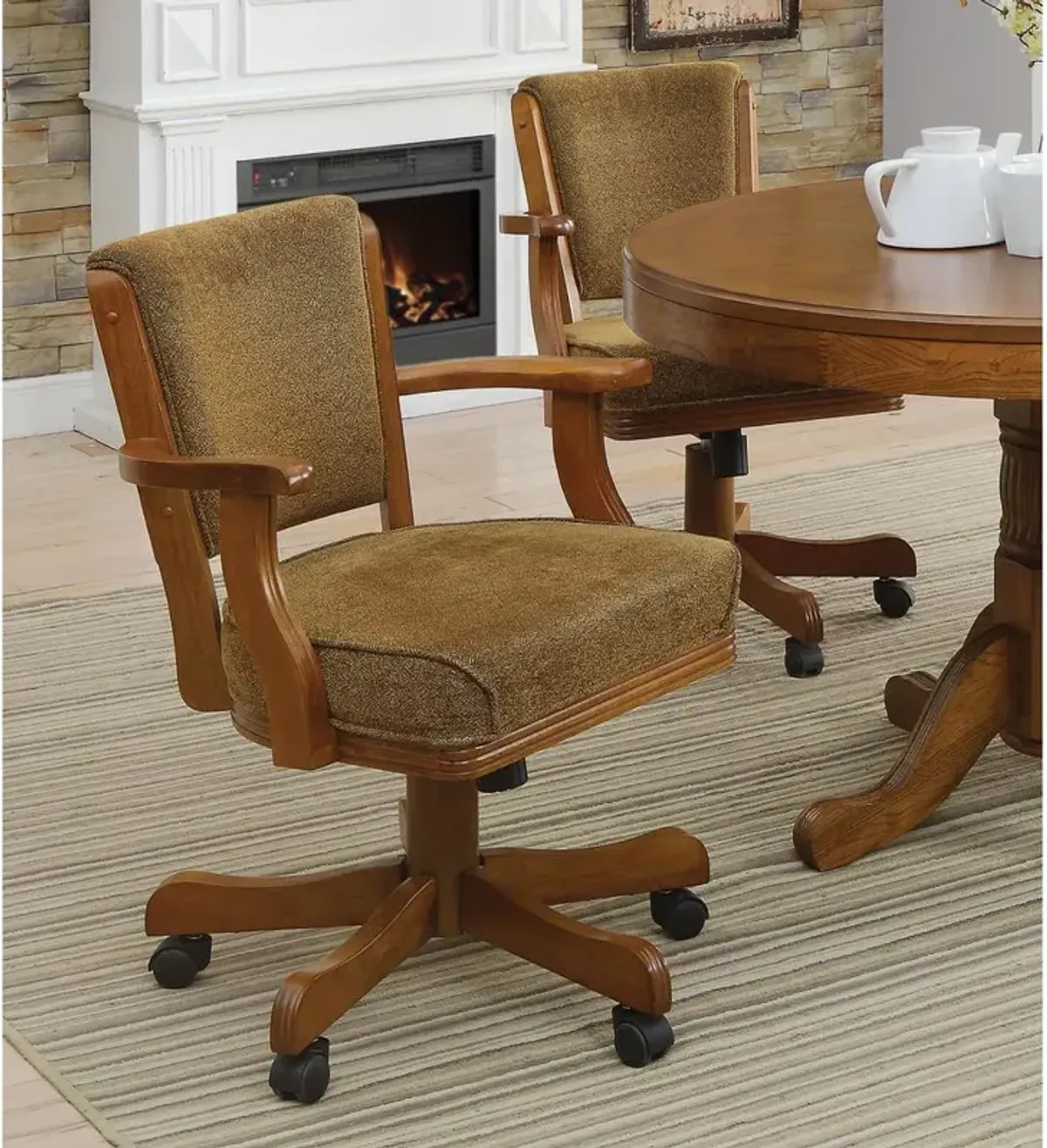 Coaster Mitchell Upholstered Game Chair Olive-brown and Amber