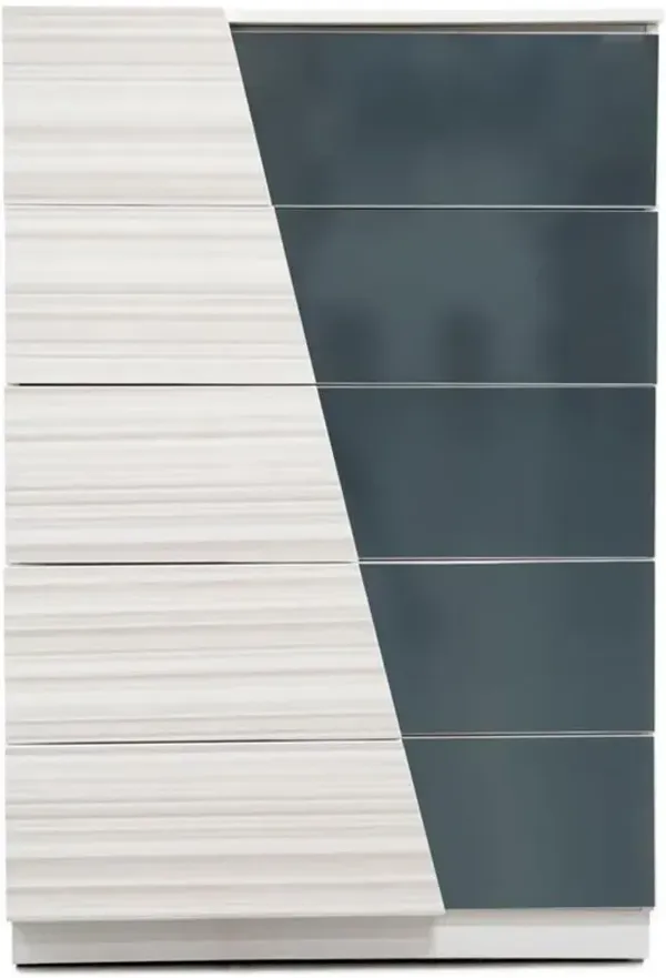 Best Master Furniture Best Master Manchester 5-Drawer Poplar Wood Bedroom Chest in Zebra/White