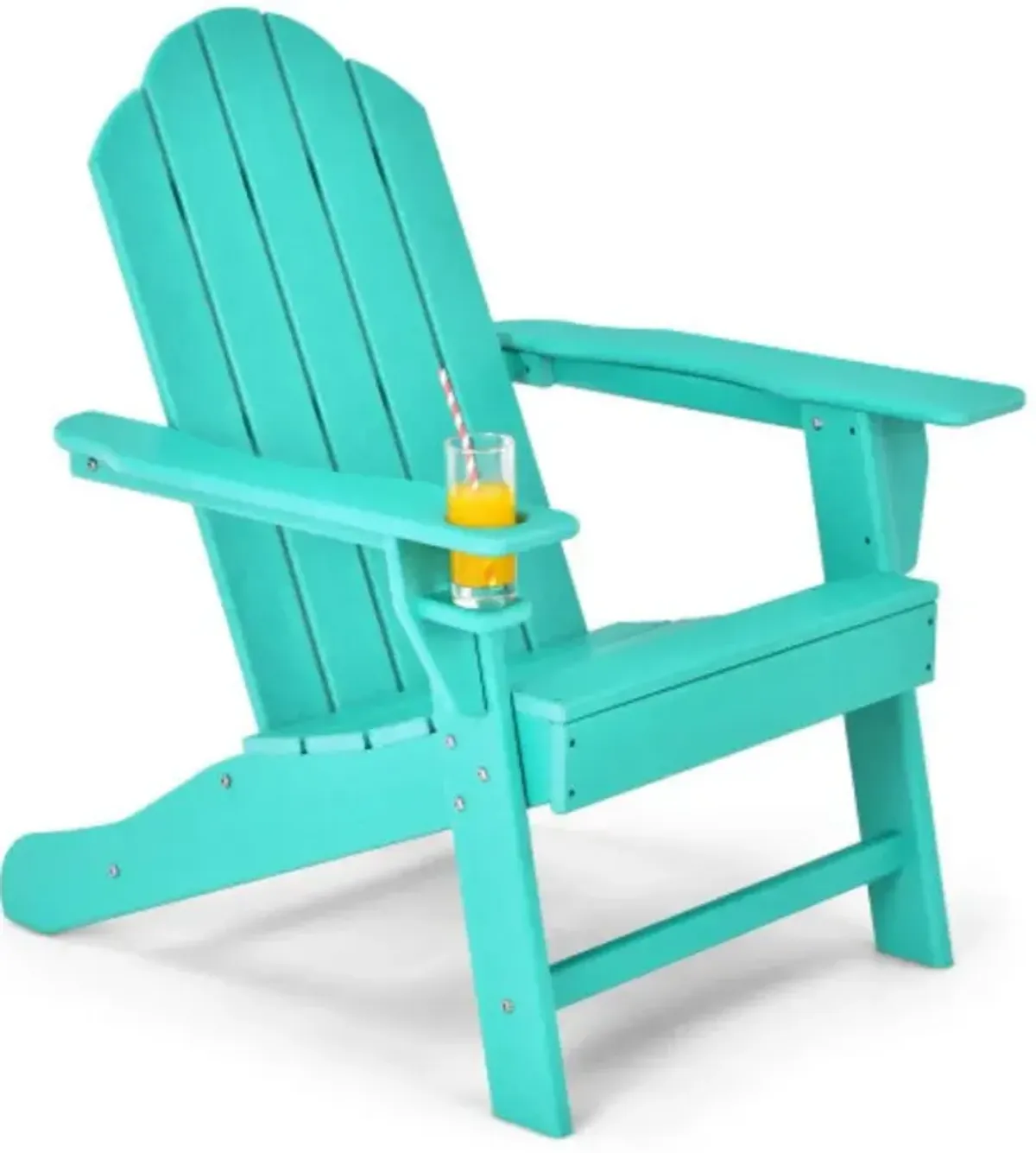 Outdoor Adirondack Chair with Built-in Cup Holder for Backyard Porch